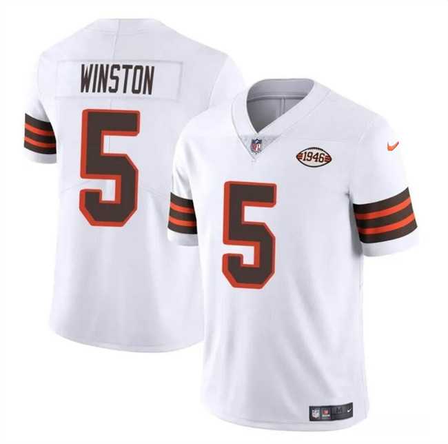 Men & Women & Youth Cleveland Browns #5 Jameis Winston White 1946 Collection Vapor Limited Stitched Jersey->cleveland browns->NFL Jersey